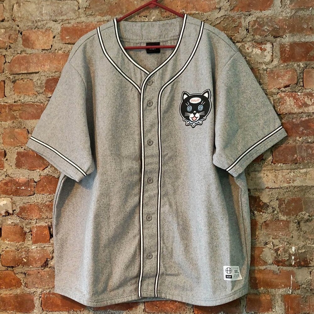 HUF Gato (CAT) Triple H Rear Logo Wool Baseball Jersey XXL NWT MSRP $110
